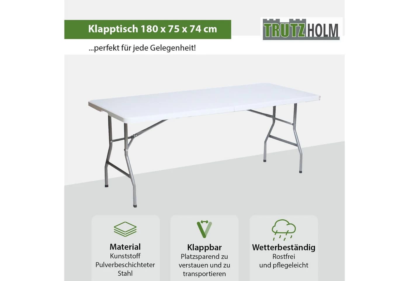 TRUTZHOLM Klapptisch Weiß Anthrazit Kunststoff Stahl