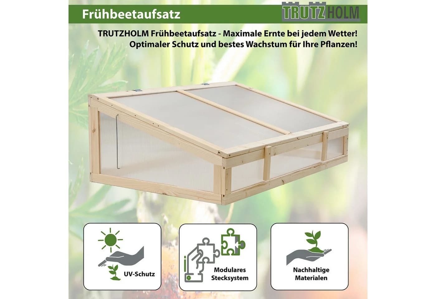 TRUTZHOLM Frühbeetaufsatz aus Holz mit UV-Schutz