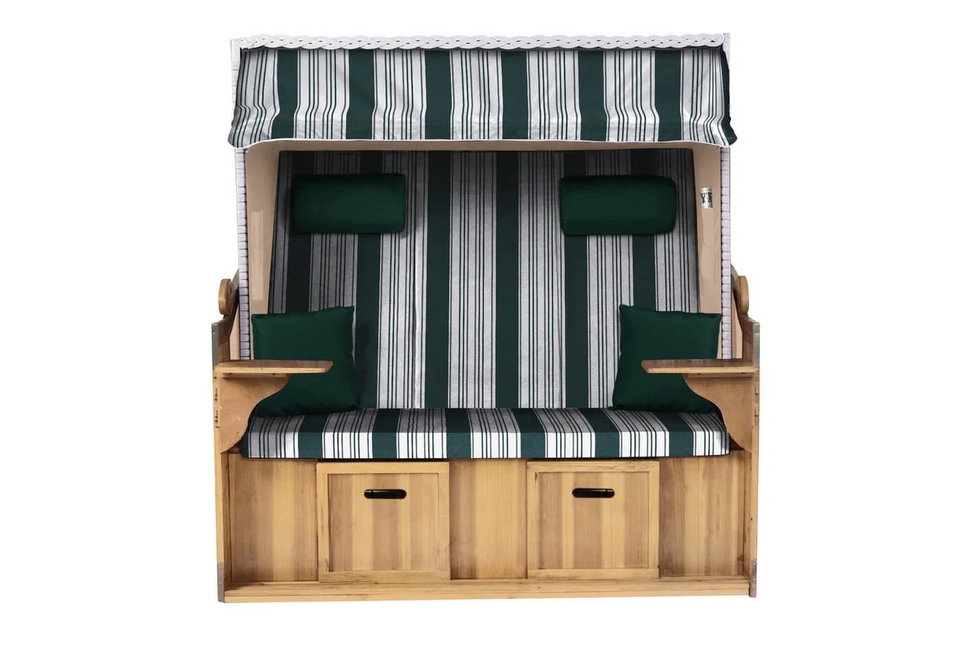 Strandkorb Hanse Ostsee XXL 2,5-Sitzer Beige Grün Wacholder