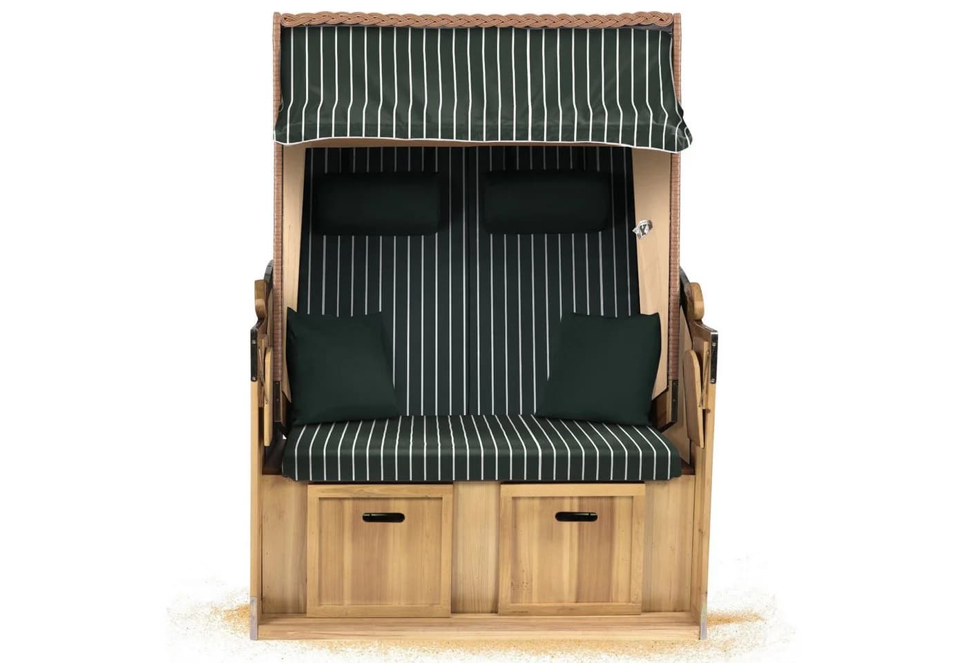 Strandkorb Hanse 2-Sitzer Ostsee Volllieger Wacholder Polyrattan Beige