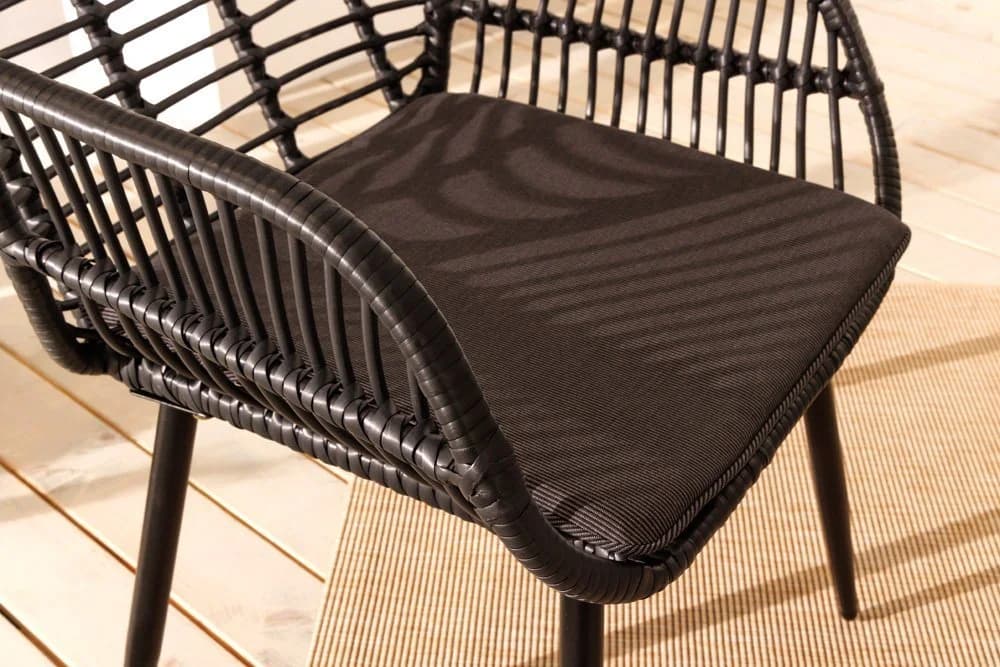 riess-ambiente Balkonset PARIS 3-tlg. Schwarz Grau Polyrattan