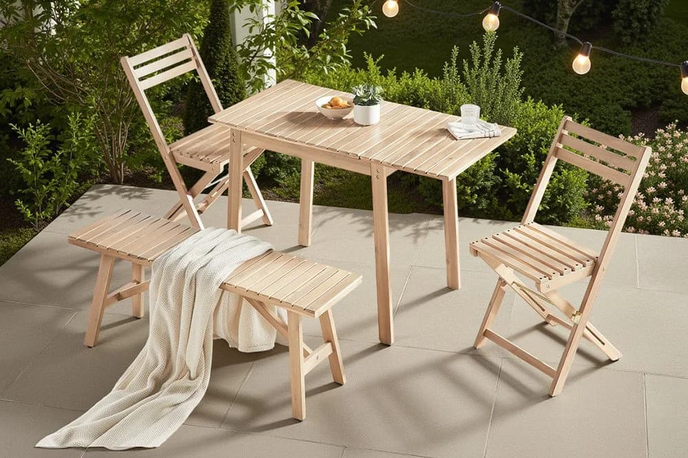 riess-ambiente Gartentisch BALI 110cm Natur Hell ausklappbar