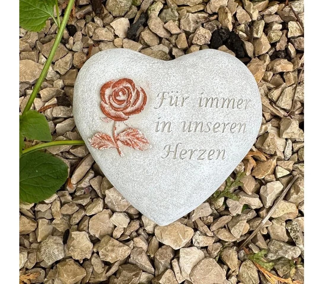 Radami Grabherz Steinguss Grau Weiß Rost 3D Rose Spruch