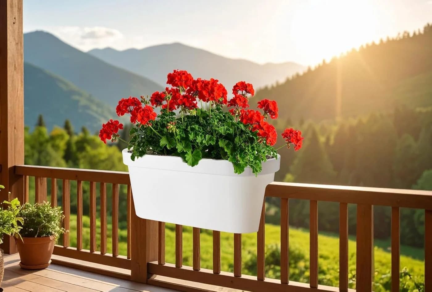 mucHome Balkonkasten für Geländer 60cm Kunststoff Blumenkasten