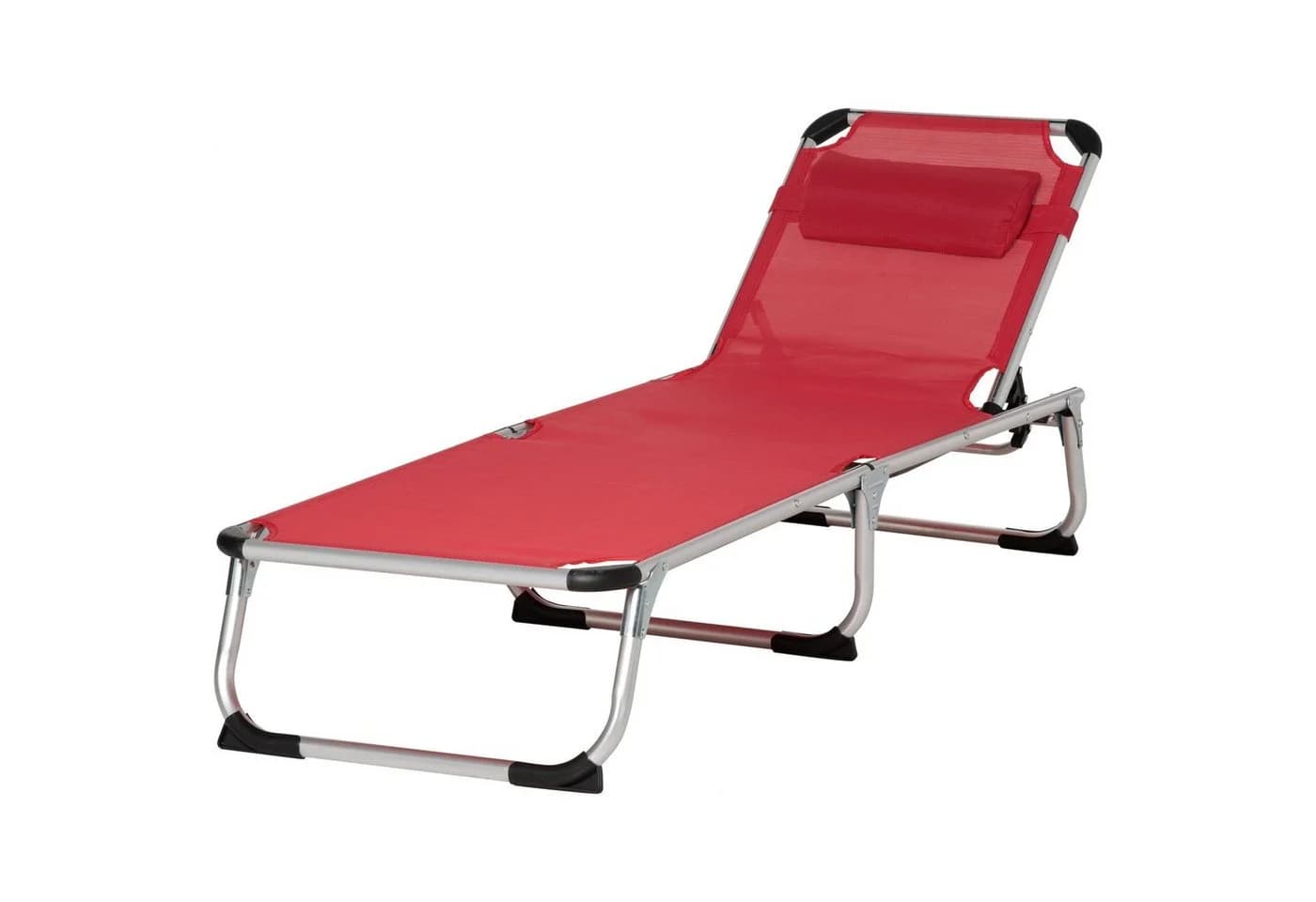 Outsunny Gartenliege 5-stufig verstellbar Rot Aluminium