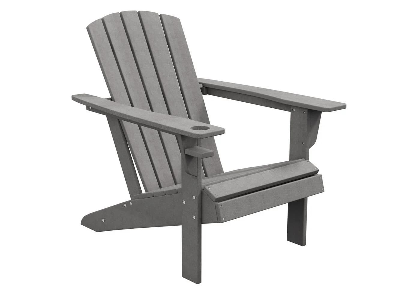 Outsunny Gartenstuhl mit Getränkehalter Grau HDPE