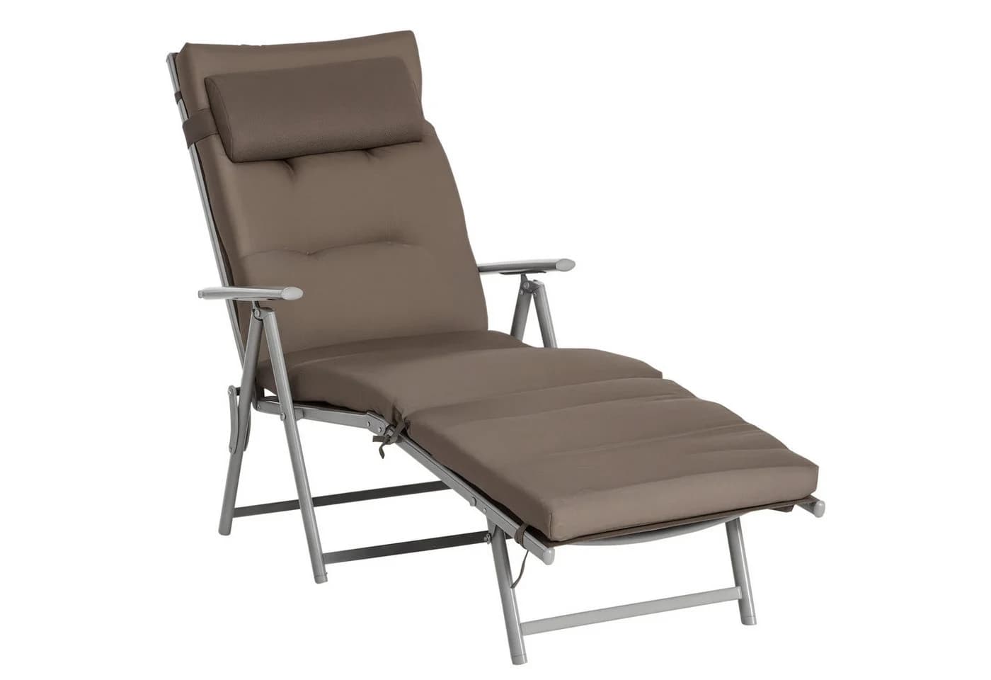 Outsunny Gartenliege mit Kissen Braun/Silber Klappbar Verstellbar