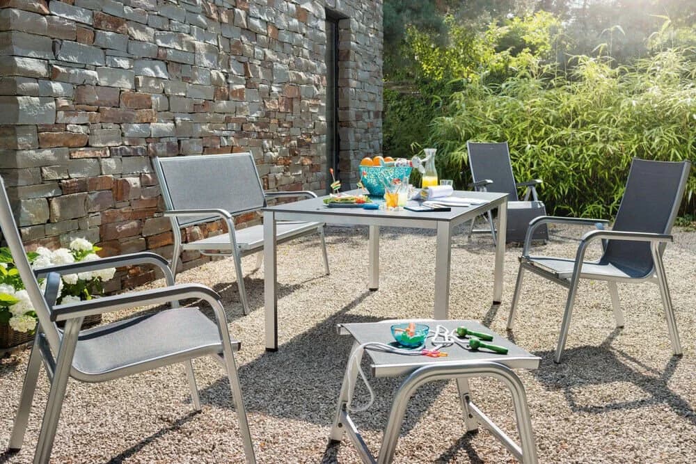 KETTLER Gartenlounge-Hocker Basic Plus - Silber/Anthrazit