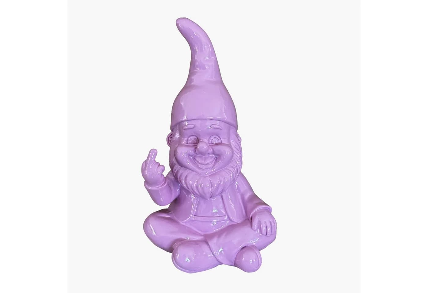 Online-Fuchs Gartenfigur Gartenzwerg Rosa mit Mittelfinger