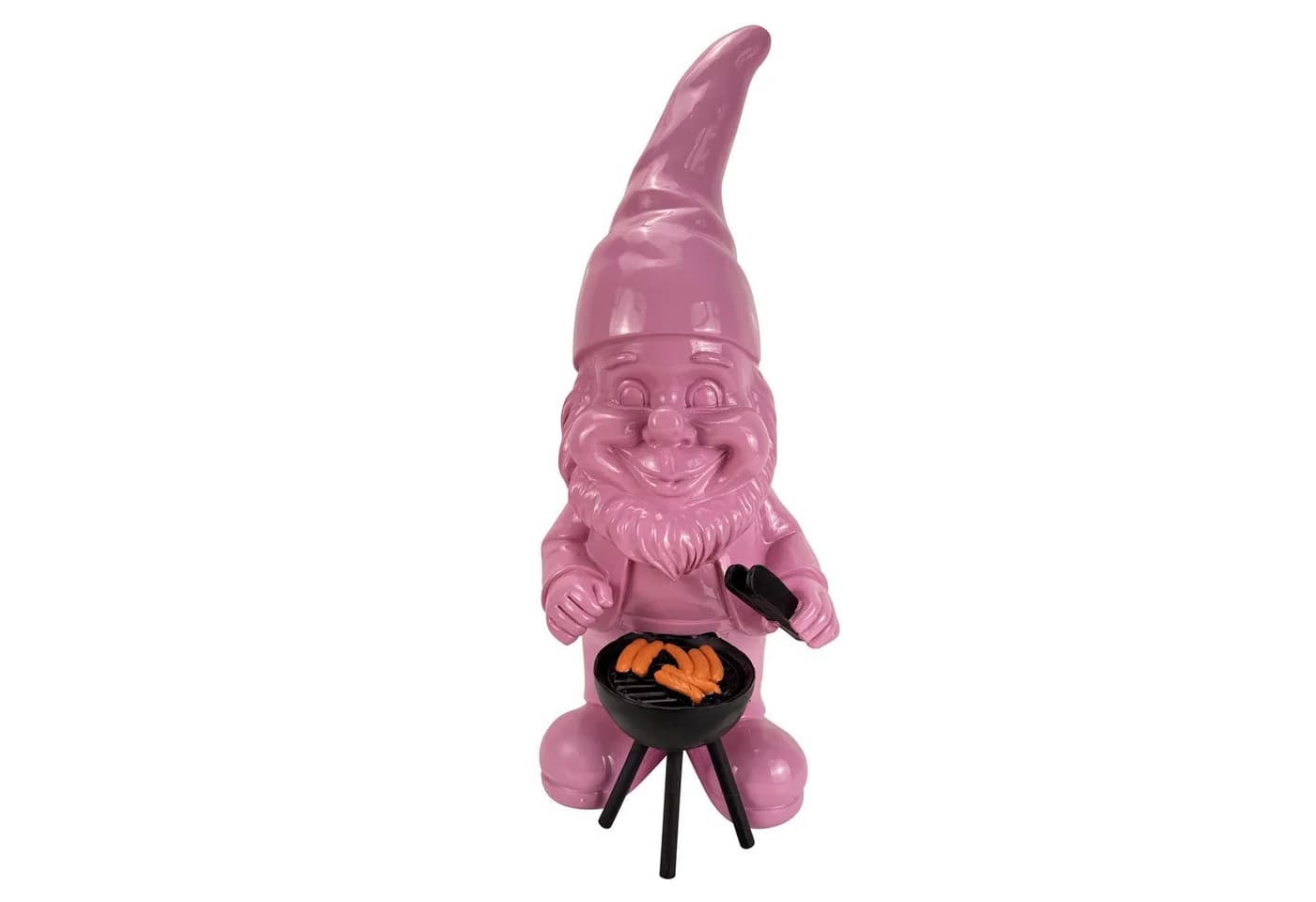 Online-Fuchs Gartenzwerg mit Grill Rosa Modern