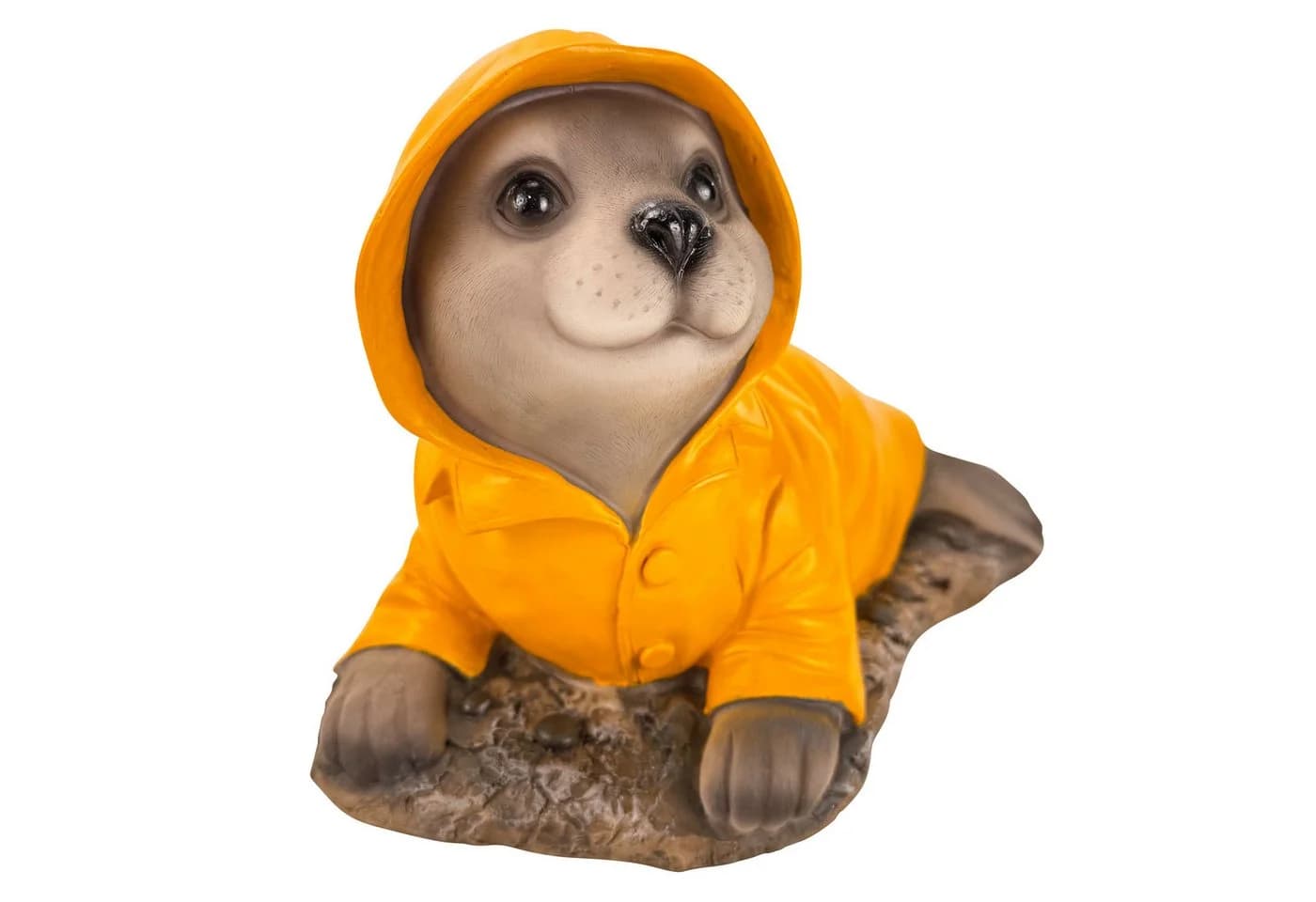 Online-Fuchs Seehund Gartenfigur Regenmantel Kunstharz 30 cm