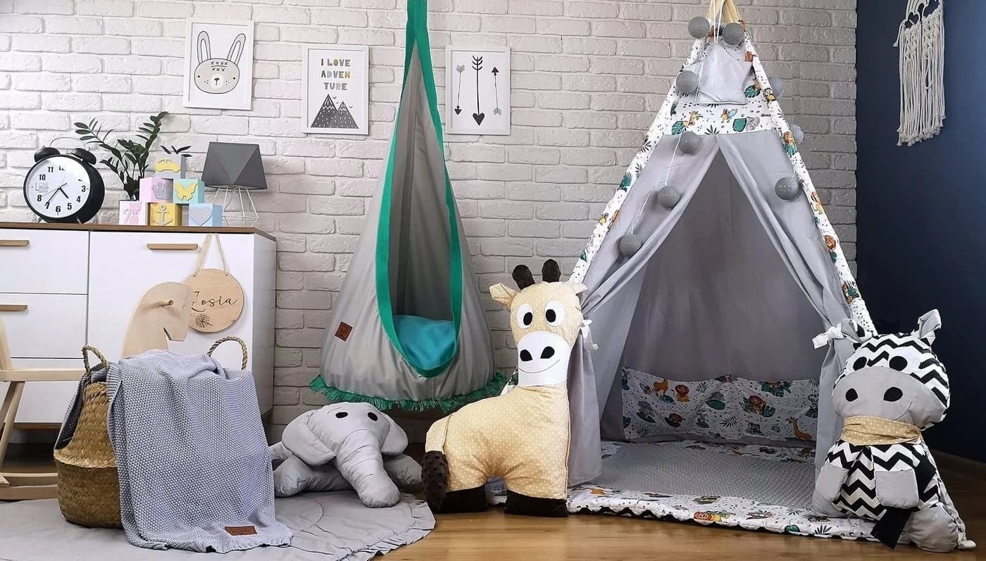 Pamek Nestschaukel Hängecocon mit Sitzkissen Grün Boho-Stil