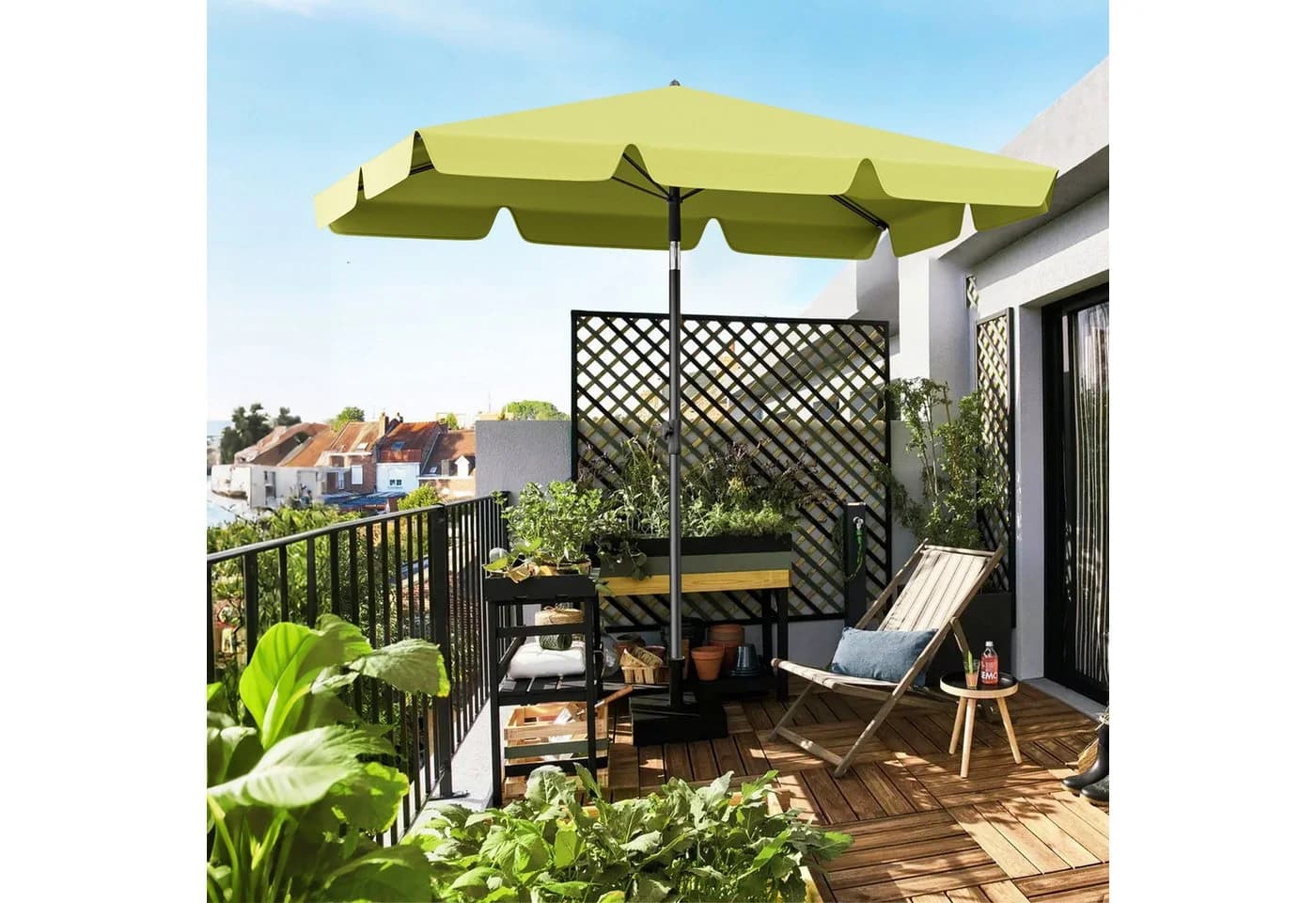 Sekey Sonnenschirm 200 x 125 cm Balkonschirm Apfelgrün