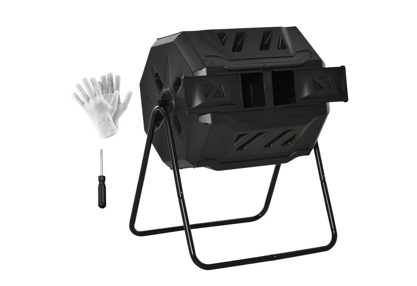 Outsunny Drehbarer Schnellkomposter 160L Schwarz