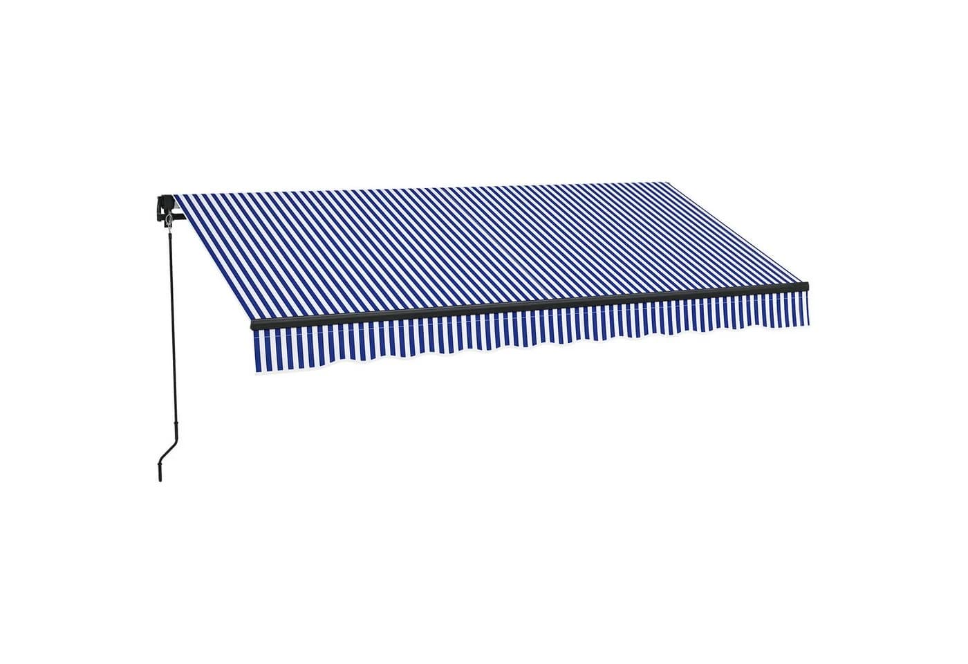 Outsunny Markise mit Handkurbel Blau-Weiß UV30+