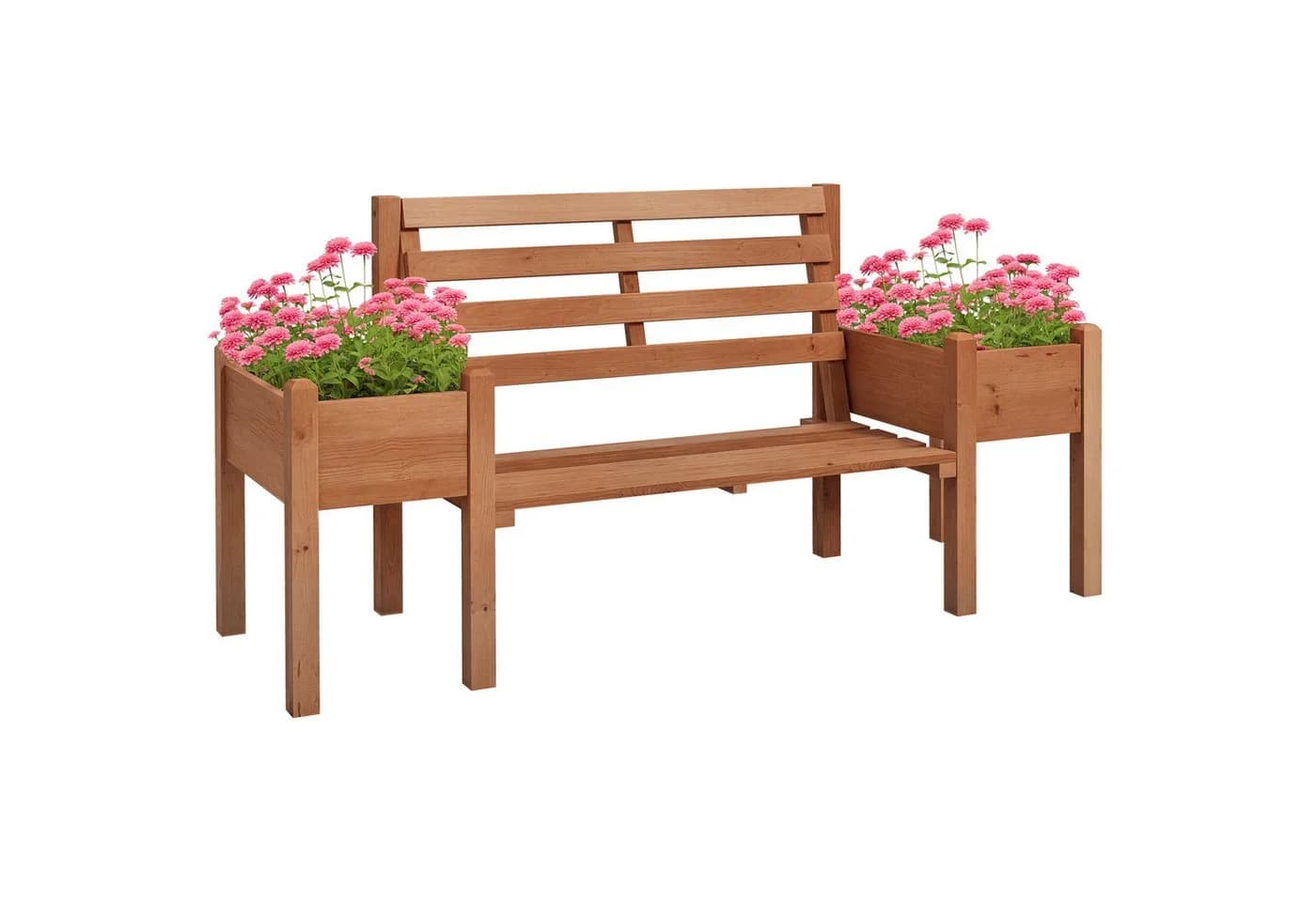 Outsunny Gartenbank 2-Sitzer mit Blumenkasten Dunkelbraun