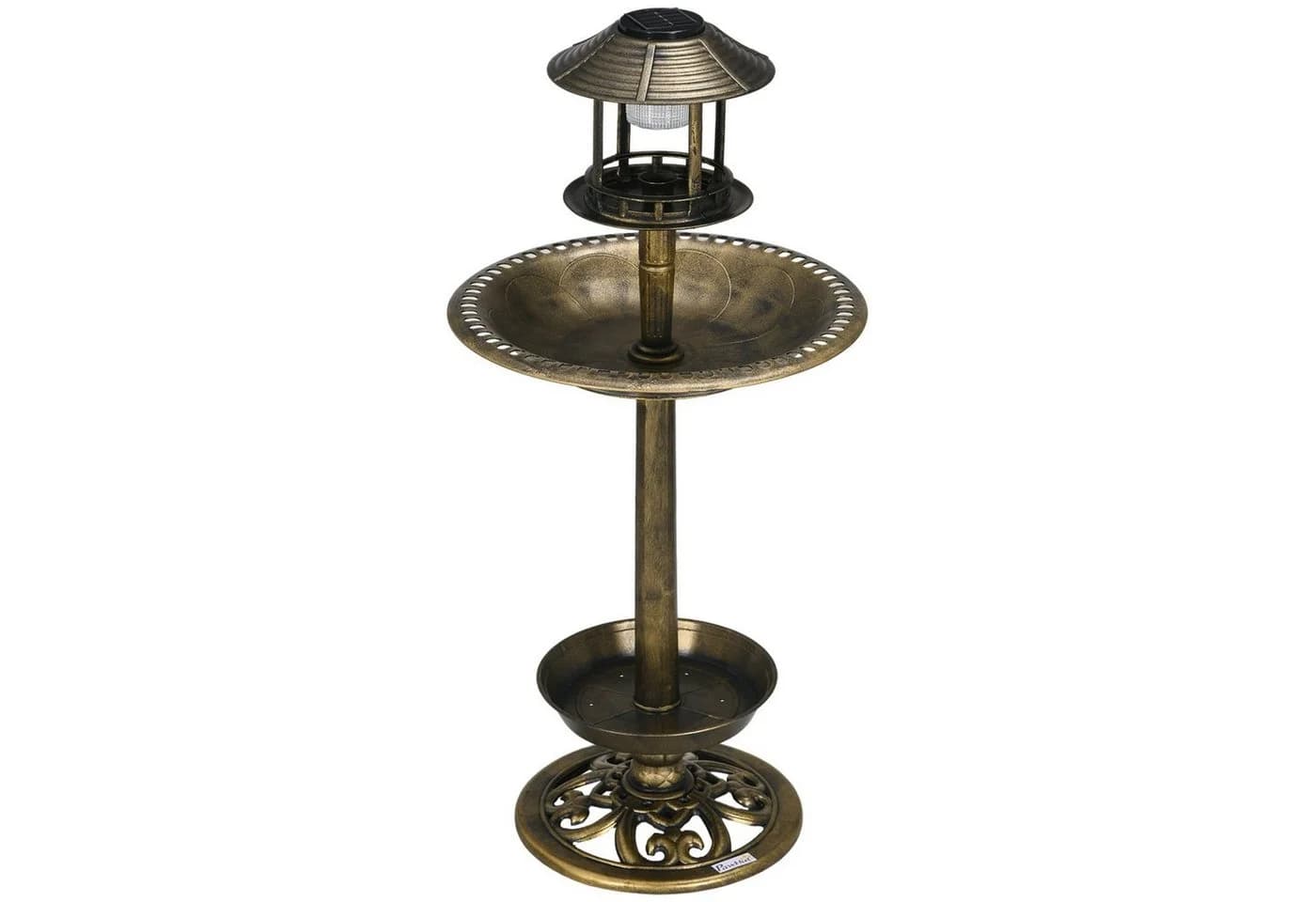 Outsunny Vogeltränke 110 cm Höhe Vogelbad, Vogelfutterspender mit Solarleuchte