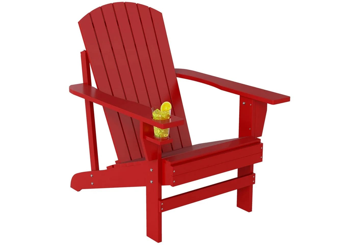 Outsunny Gartenstuhl Adirondack Rot mit Becherhalter