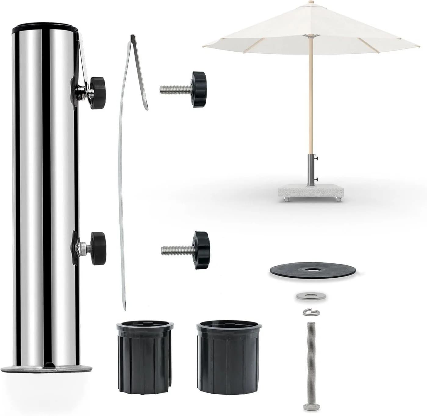 osoltus Edelstahl Universal Standrohr für Granit Schirmständer 30/40kg