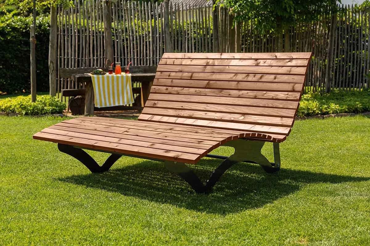 Scalant Gartenliege Waldsofa Premium mit Auflage & Kissen dunkel, Thermokiefer