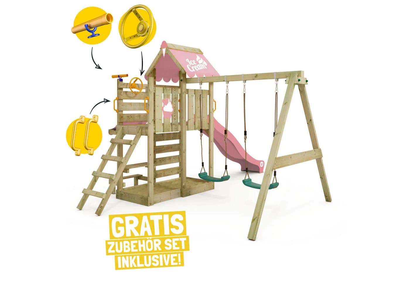 Wickey Spielturm VanillaFlyer Klettergerüst mit Rutsche & Picknicktisch