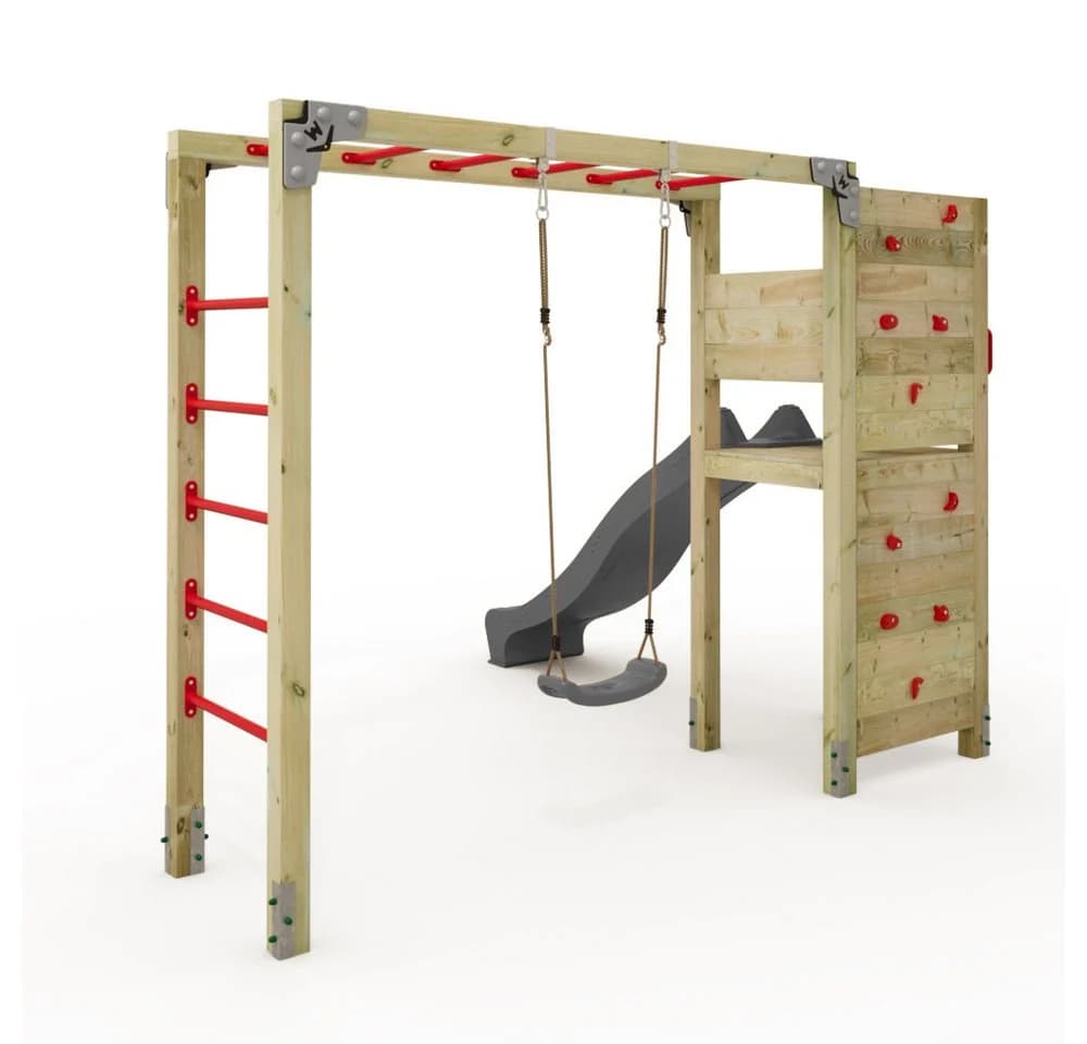 Wickey Klettergerüst Fit 662 – Trainings- & Klettergerät mit Rutsche und Schaukel