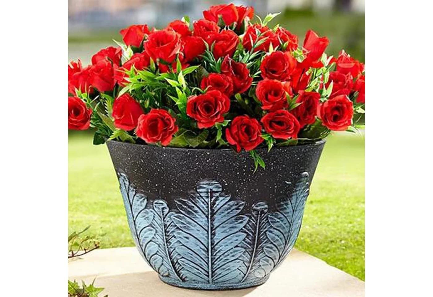 HTI-Living Blumentopf Nessa 3er-Set Blau/Grau Kunststoff