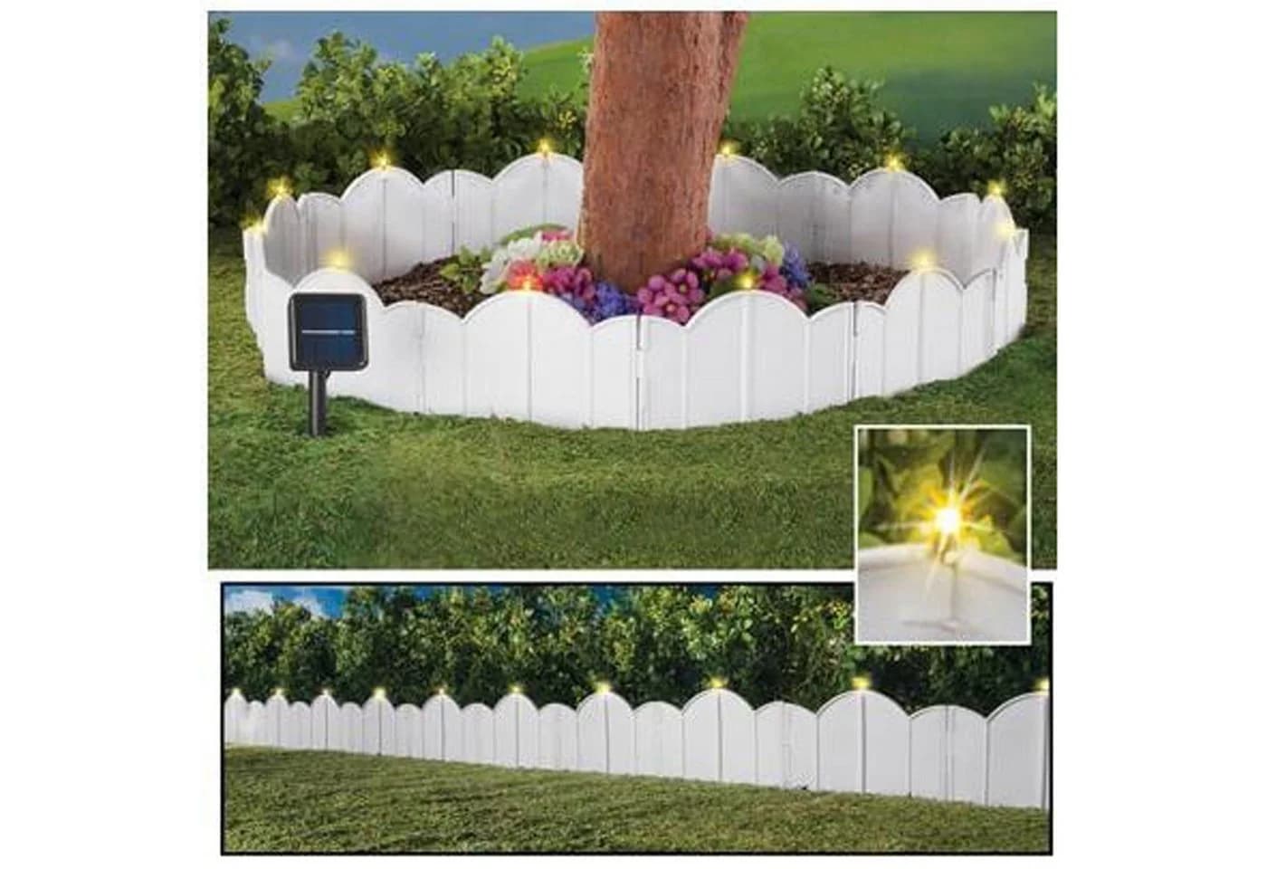 HTI-Living Beetbegrenzung Beeteinfassung 250 cm, Set, 12 Module inkl. Solarbeleuchtung, Zierzaun Beetumrandung
