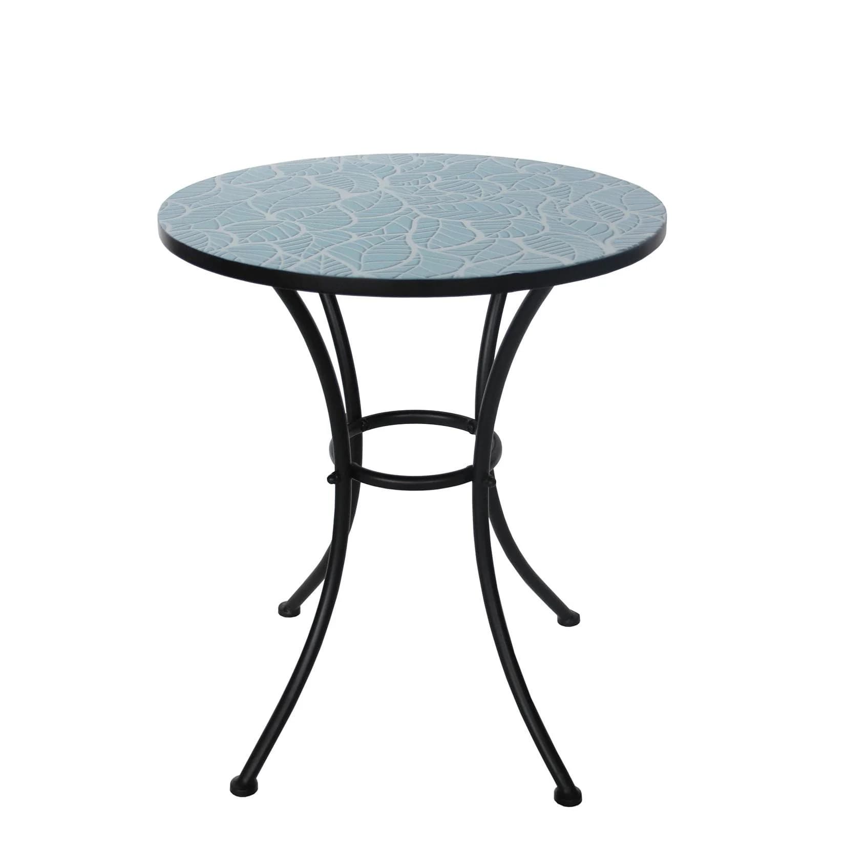 HTI-Living Gartentisch Celia Blätter Metall Hellblau Boho