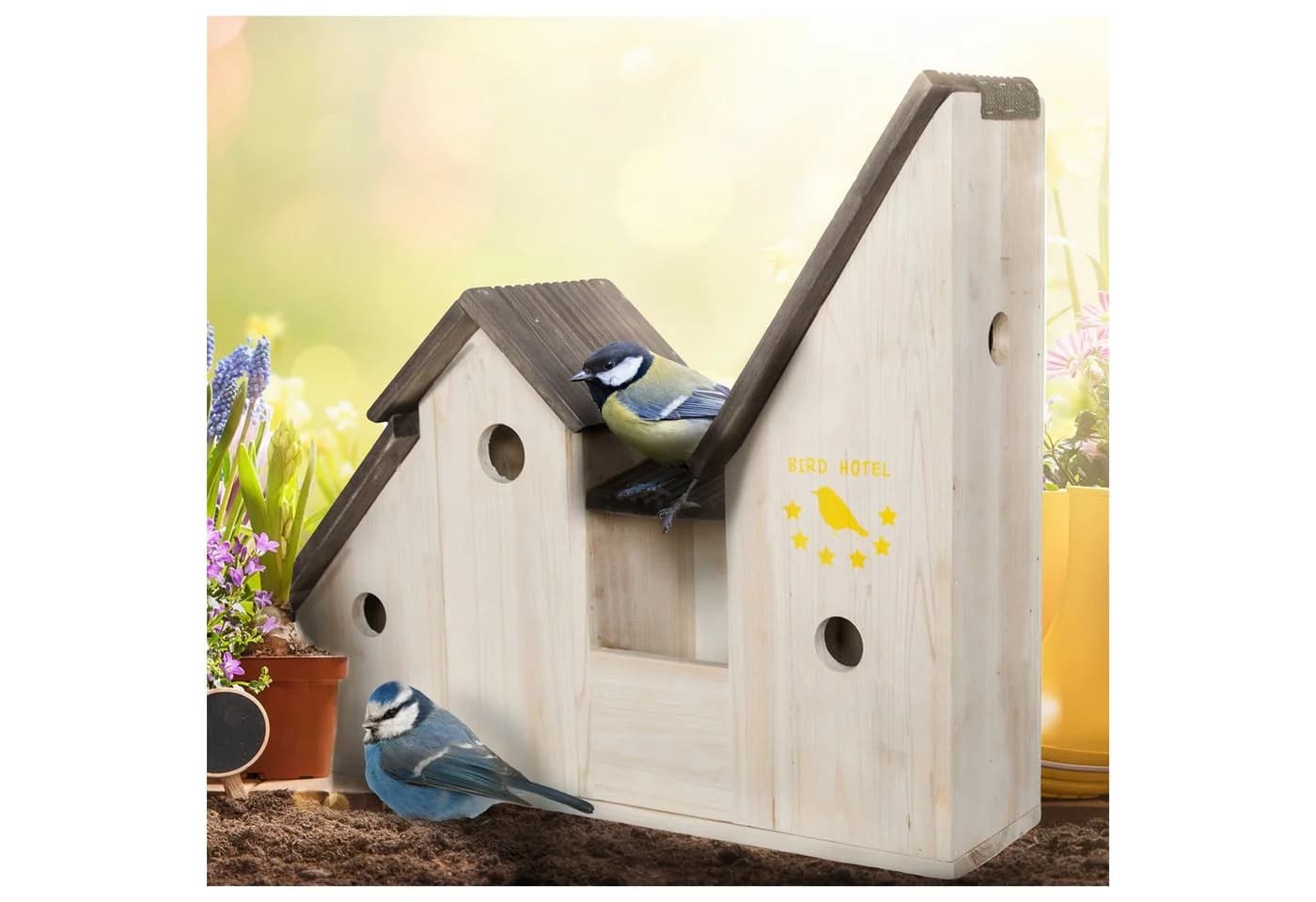 HTI-Living Vogelhaus mit 3 Nistkästen Mina zum Bemalen