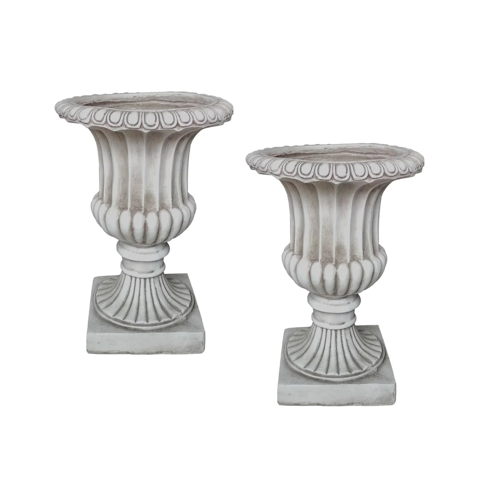 HTI-Living Pflanzkübel Athene 2er-Set Antik Hellgrau Polyresin
