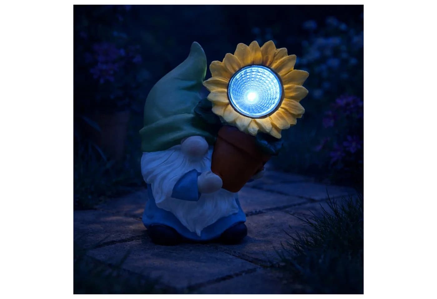 HTI-Living Solar-Gartenfigur Zwerg mit Blume Bunt