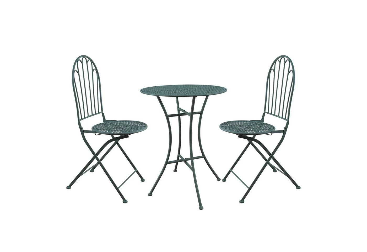 HTI-Living Bistro Set 3-tlg. Blau Metall für Balkon Terrasse