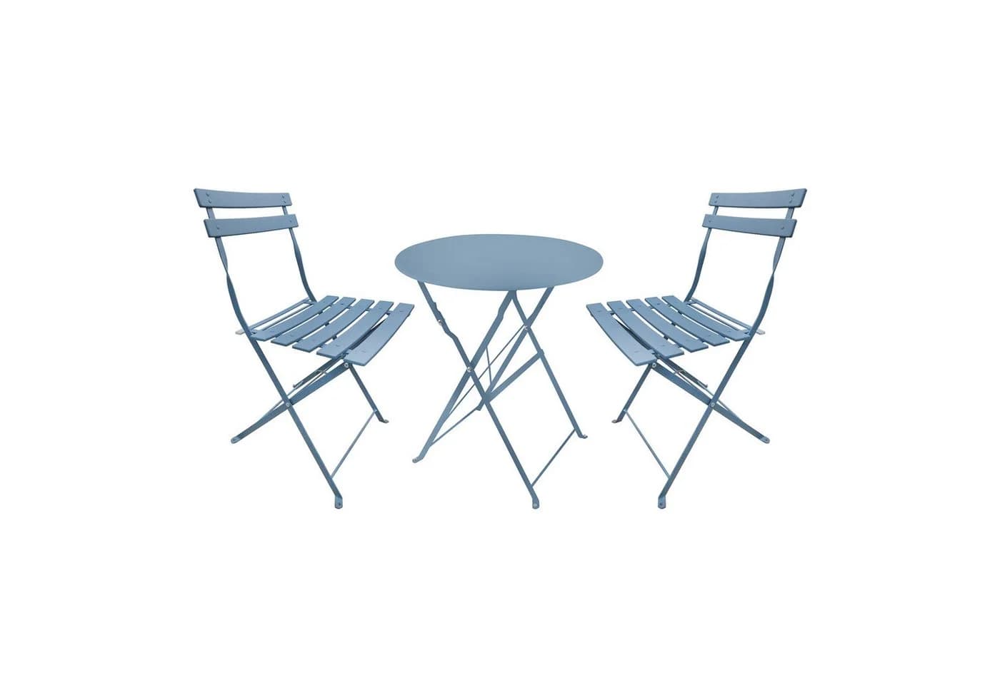 HTI-Living Bistro Set 3-tlg. Metall Blau Klappbar