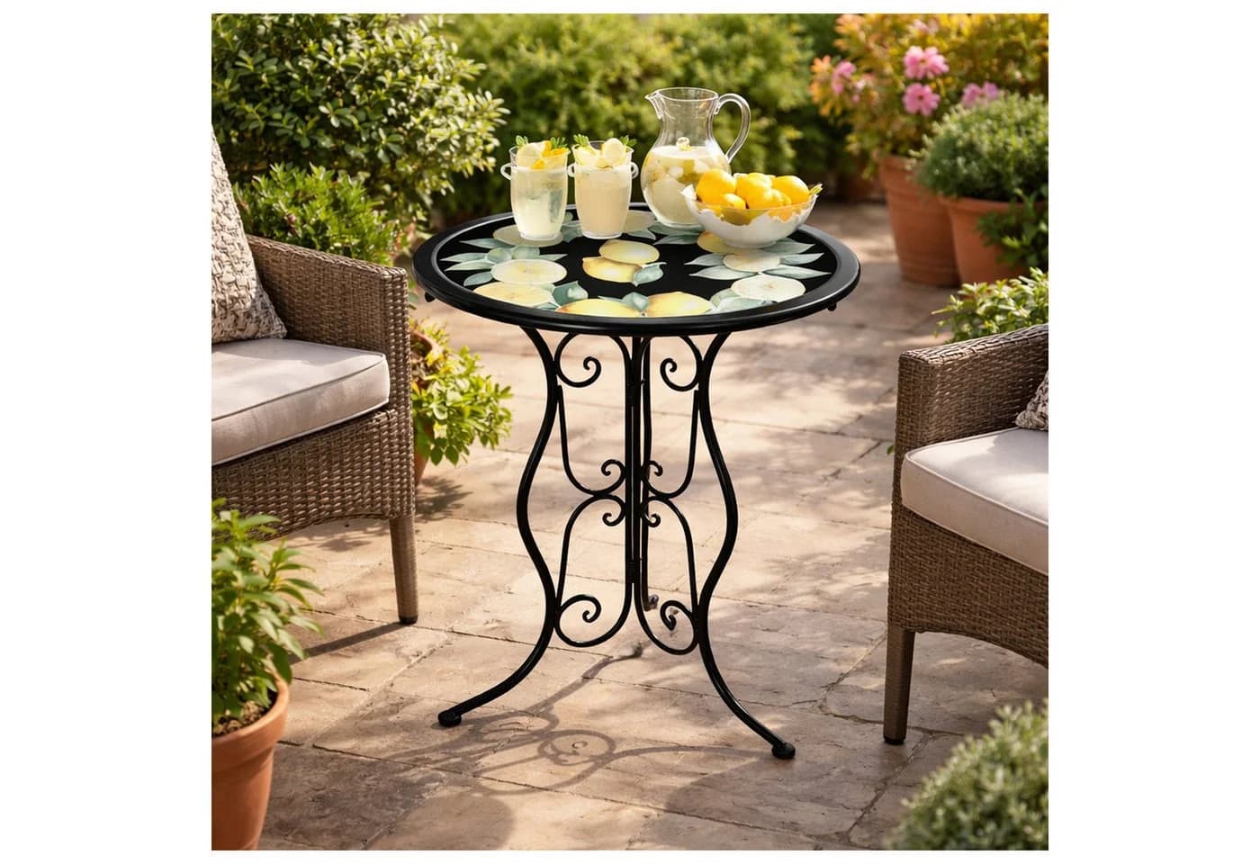 HTI-Living Gartentisch Menton Schwarz Rund
