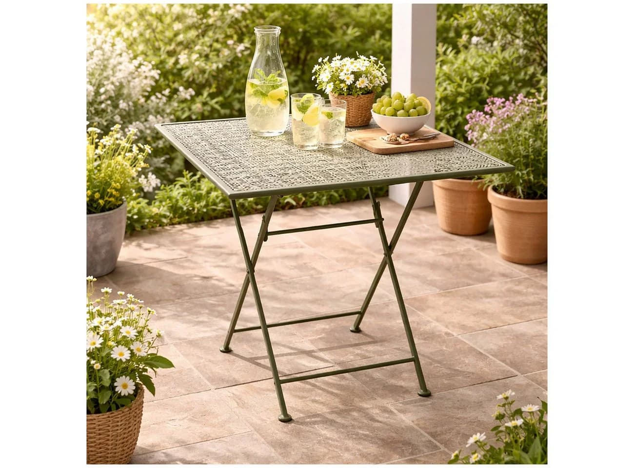 HTI-Living Gartentisch Solea Khakigrün Vintage Metall
