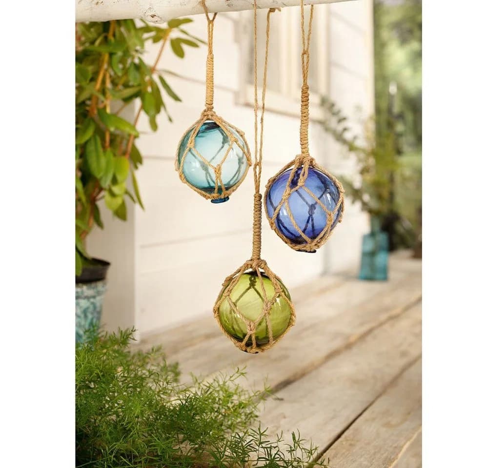 Home-trends24.de Dekohänger Glaskugel Netz Hänge Deko Garten Terrasse