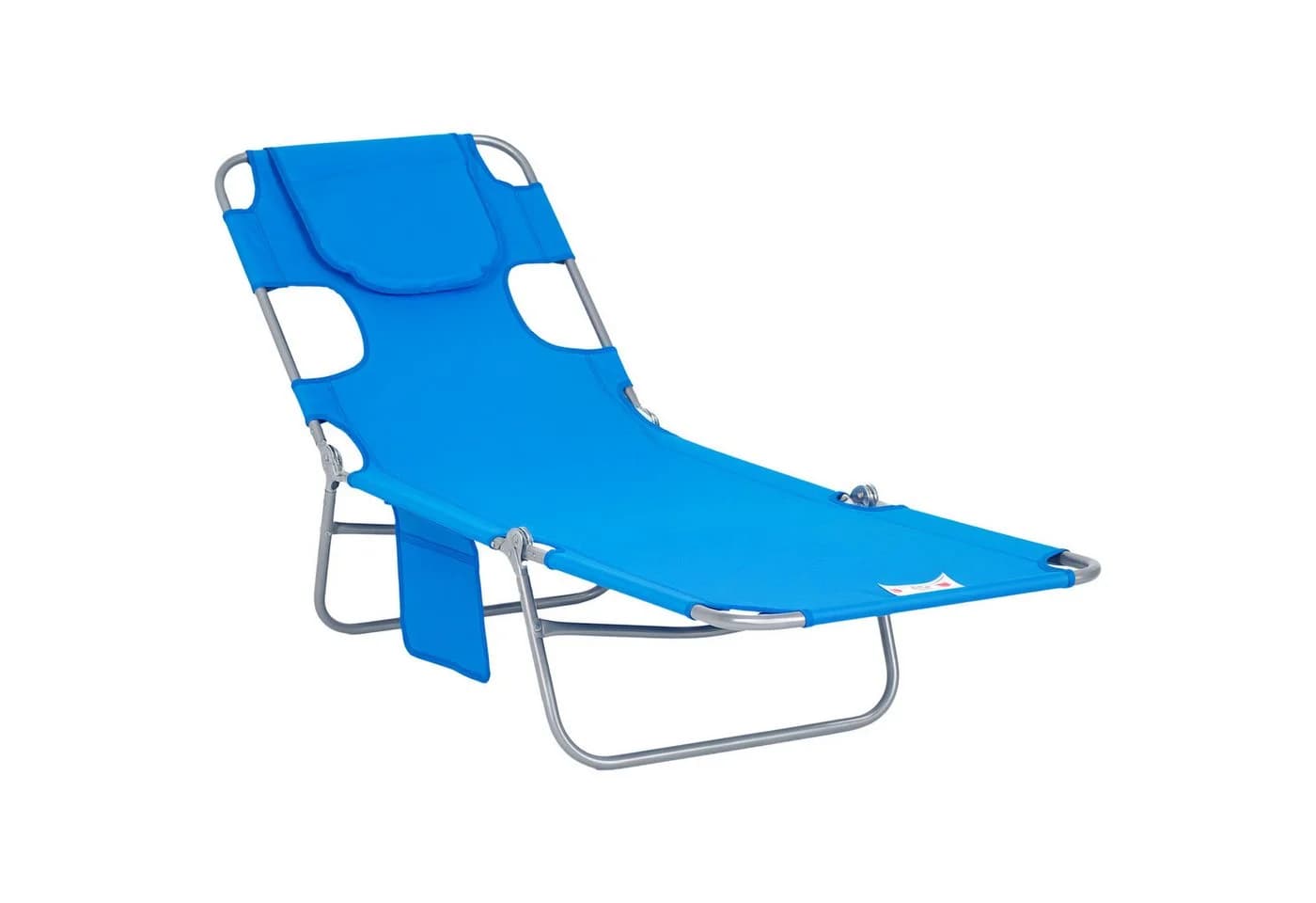 Outsunny Gartenliege Blau mit Lesefenster und verstellbarer Lehne