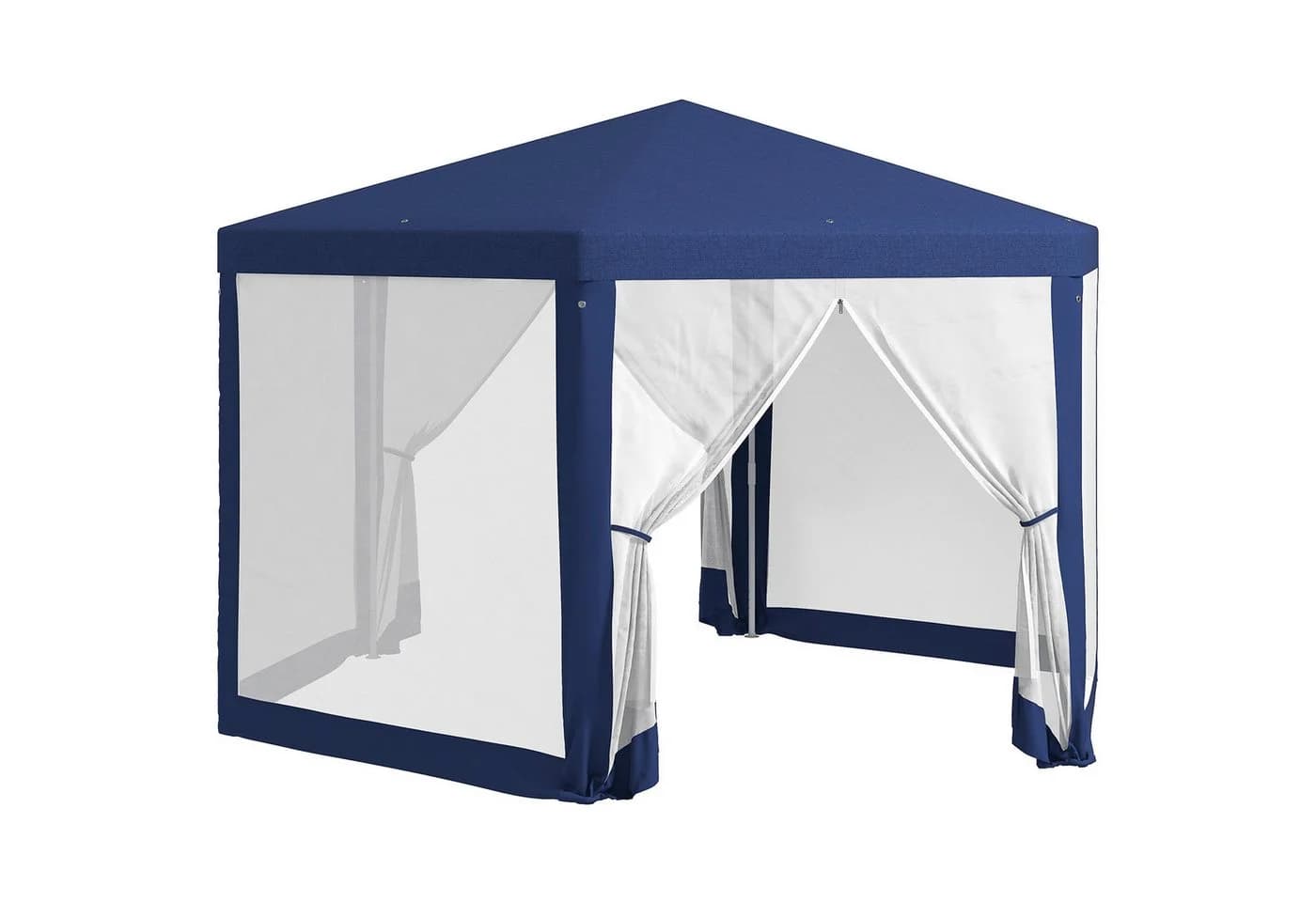 Outsunny Sechseckiger Pavillon Blau wasserabweisend mit Moskitonetz