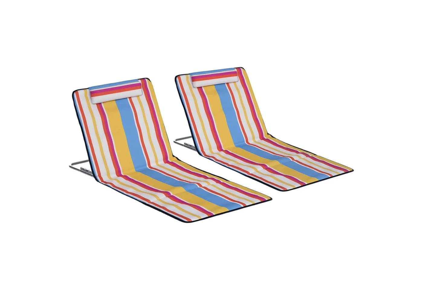 Outsunny 2er Set Faltbare Strandliege mit Kopfkissen & Tragetasche