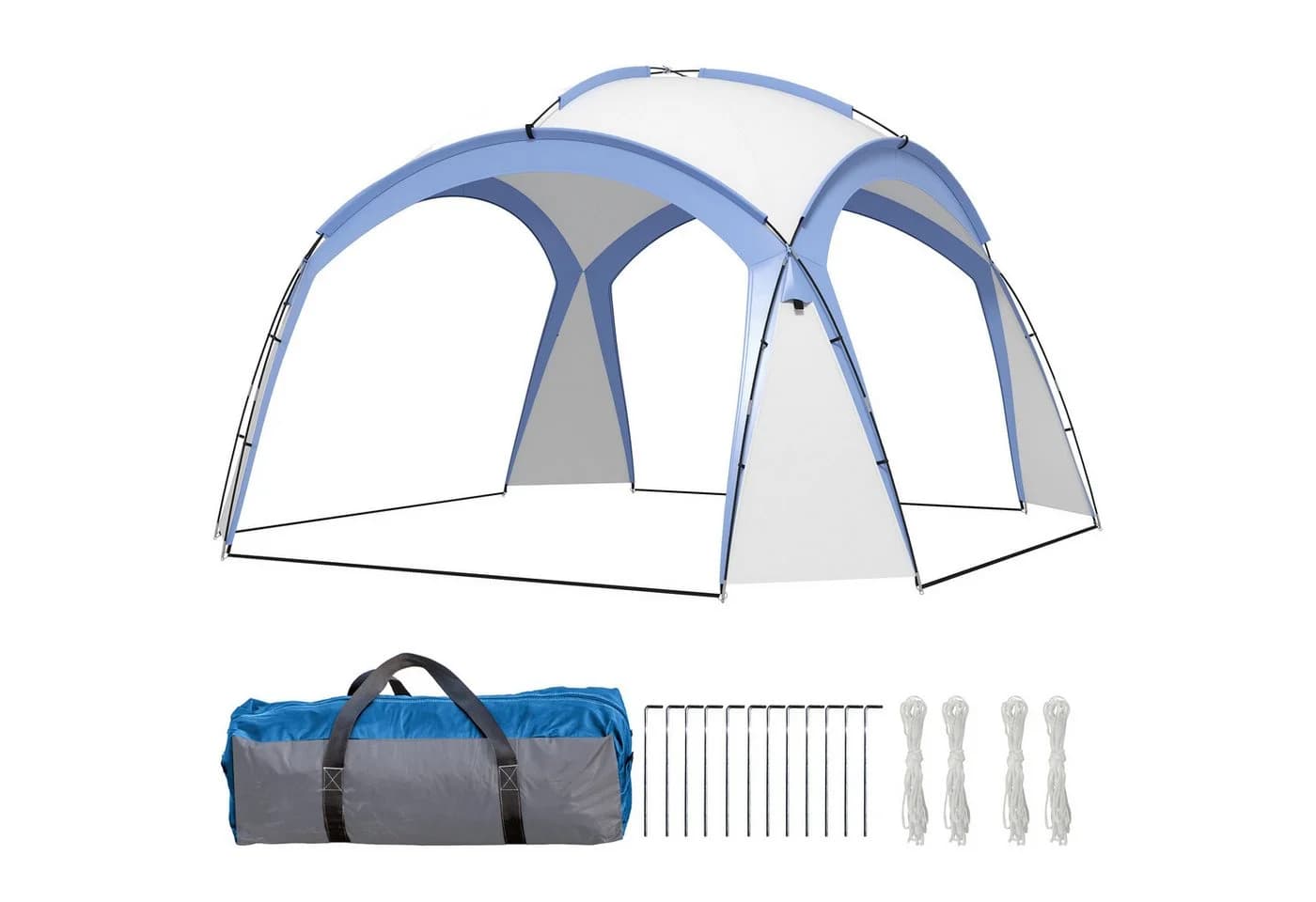 Outsunny Partyzelt 3,5x3,5m Blau/Weiß wasserabweisend