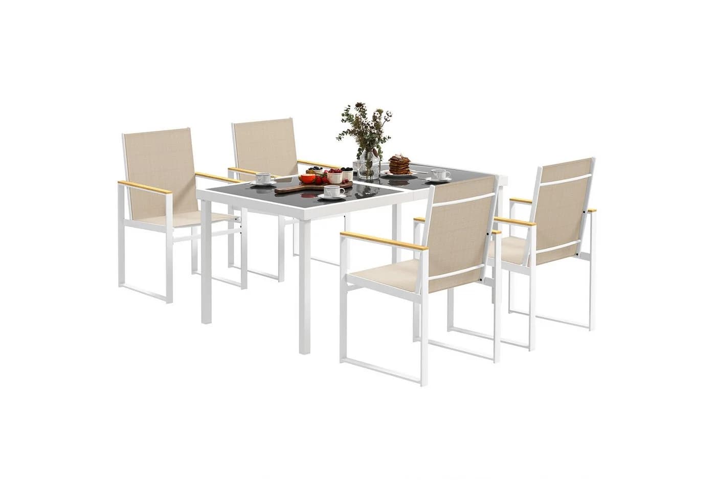 Outsunny Garten-Essgruppe 4 Personen Mehrfarbig