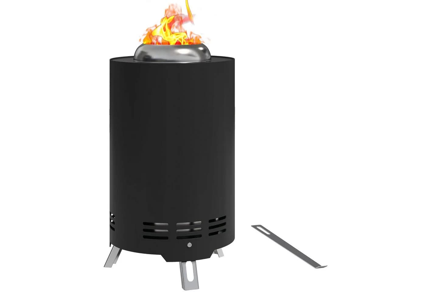 Outsunny Feuerschale Schwarz Edelstahl Rauchfrei