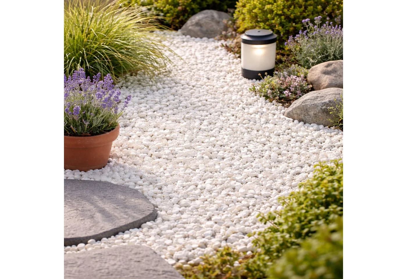 BURI Zierkies Marmorsplitt 25kg 9-12mm Weiß Naturstein Kies Gartendeko