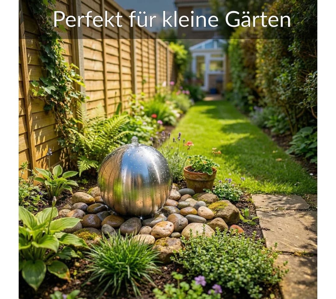 INTERGARDEN Edelstahl-Kugelbrunnen 20 cm Matt Gebürstet