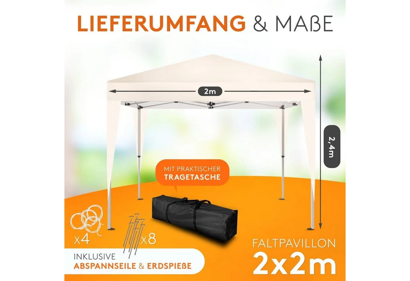 Kronenburg Faltpavillon 2x2 m Blau Wasserdicht UV-Schutz