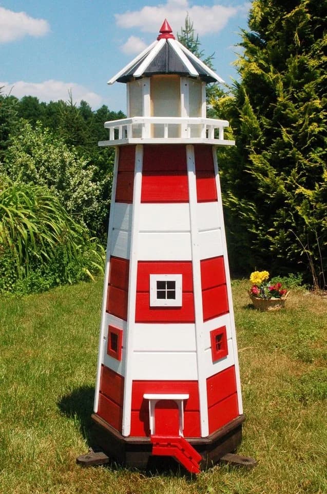 HANNUSCH Gartenfigur Leuchtturm Holz 230 V Beleuchtung
