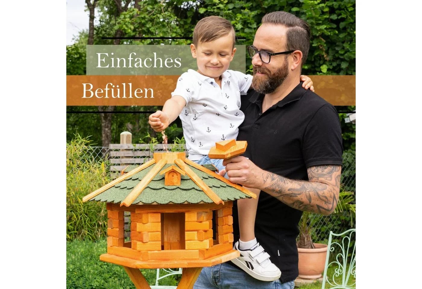 DSH DEKO SHOP Vogelhaus Hannusch mit Ständer & Solarlicht
