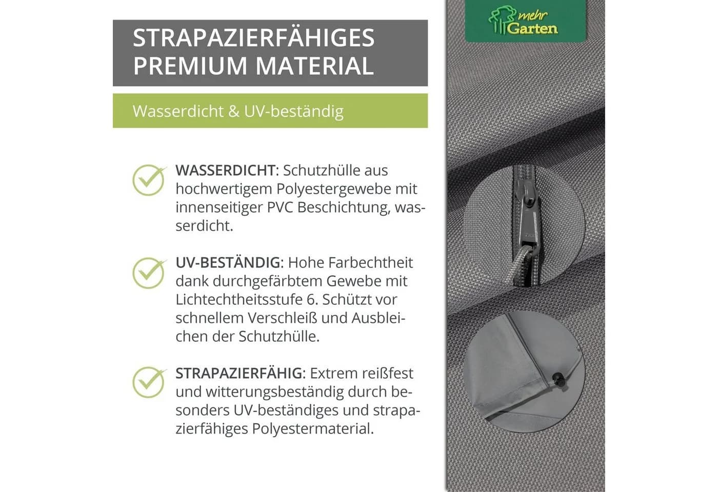 mehr Garten Sonnenschirm-Schutzhülle Premium Grau