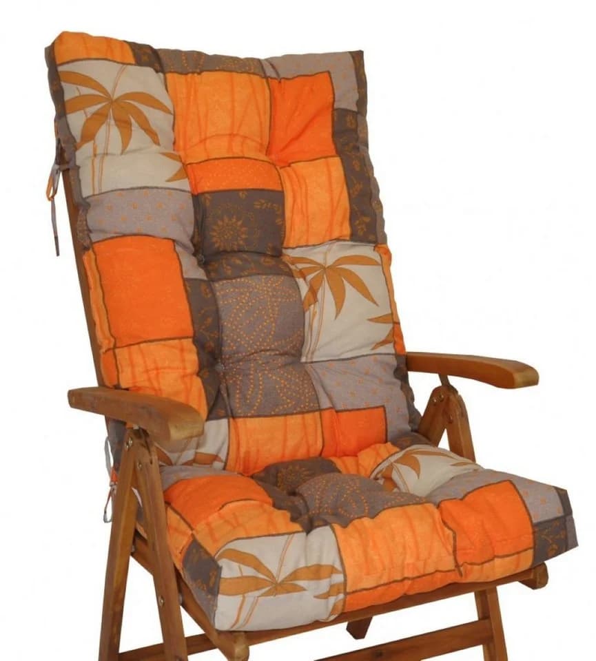 Rattani Hochlehnerauflage Polster für Gartenstuhl Hochlehner Auflage Sylva Gr. 120 x 50 cm Uniko Orange